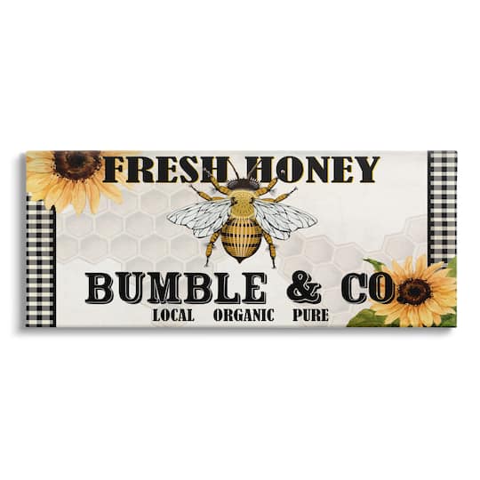 Stupell Industries Fresh Honey Bumble & Co. Advertisement Sunflowers Bee Canvas Wall Art